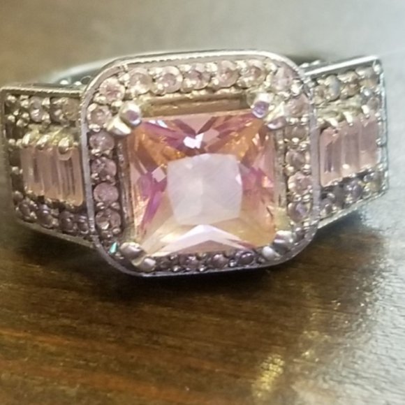 Pink And White CZ Engagement Ring